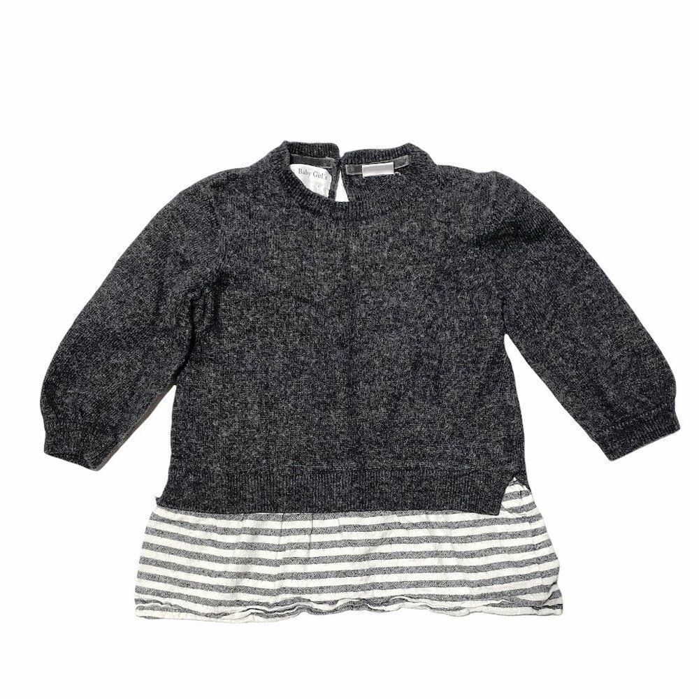 𝅺zara Baby Soft Knit Skirted Sweater Grey